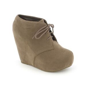NEW! Women's Tan Wedge Ankle Boots